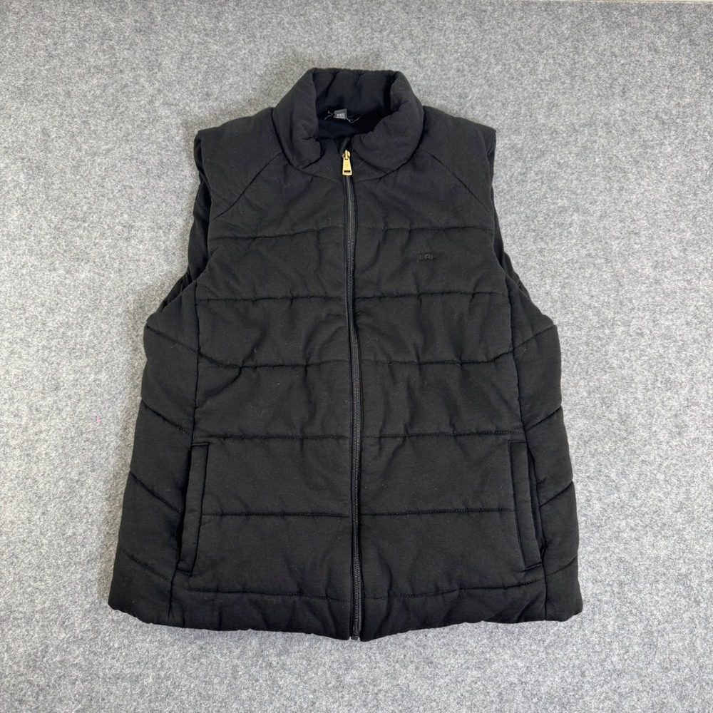 Lauren Ralph Lauren Womens XL Black Quilted Puffer Vest Full Zip Mock Neck LRL